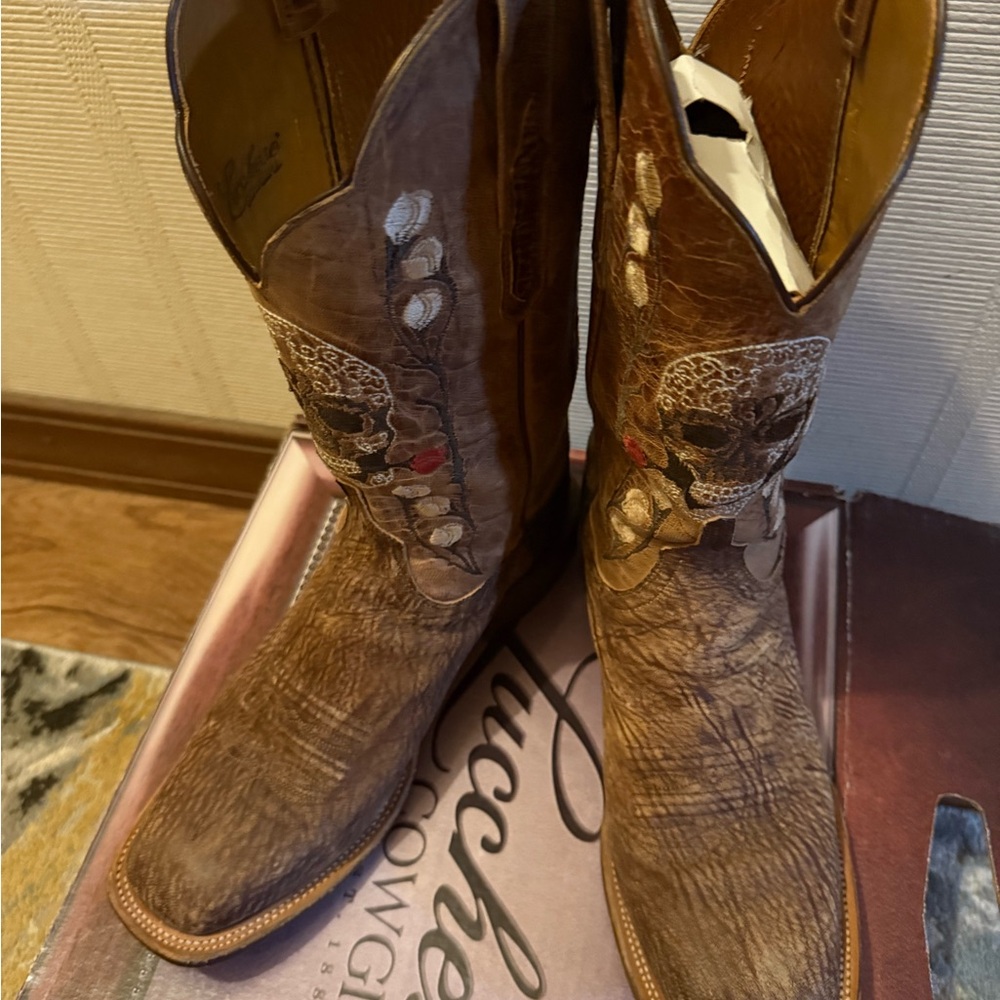 Lucchese CowGirl Boots TN MARSH / TN BURNT MD GOAT